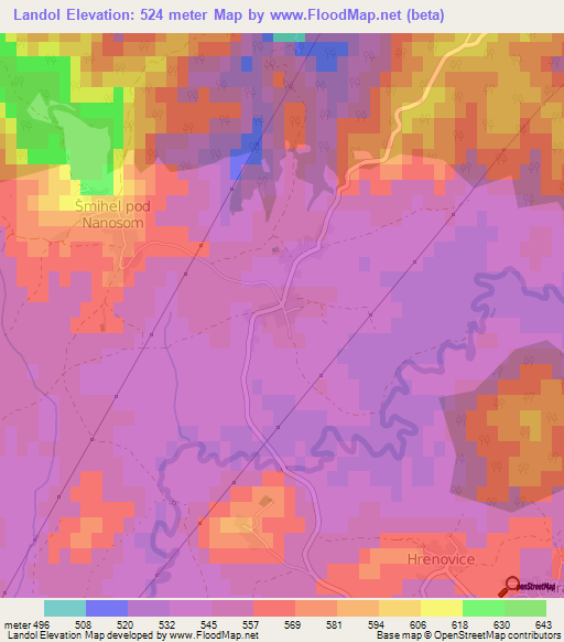 Landol,Slovenia Elevation Map