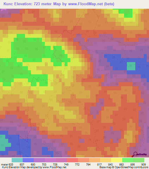 Kunc,Slovenia Elevation Map