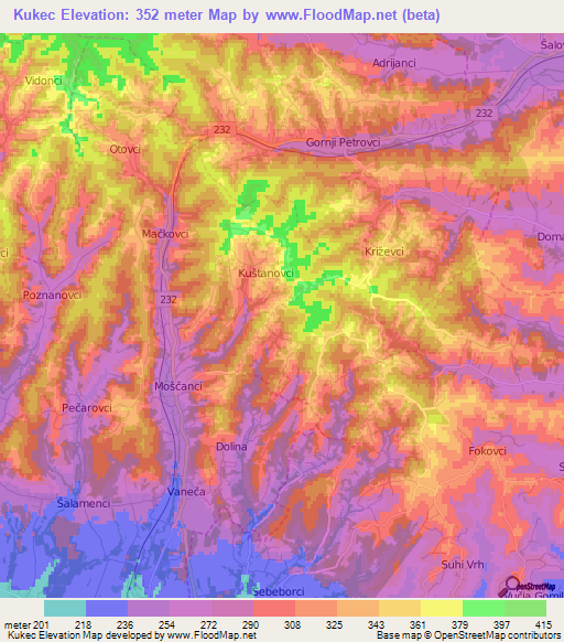 Kukec,Slovenia Elevation Map