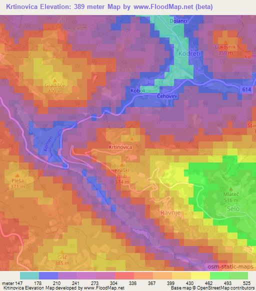 Krtinovica,Slovenia Elevation Map