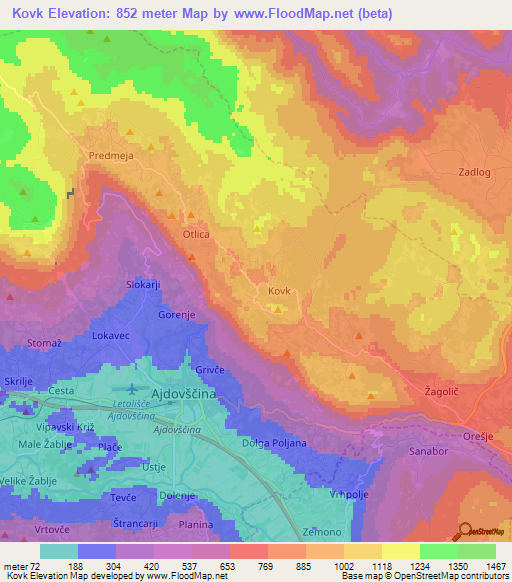 Kovk,Slovenia Elevation Map