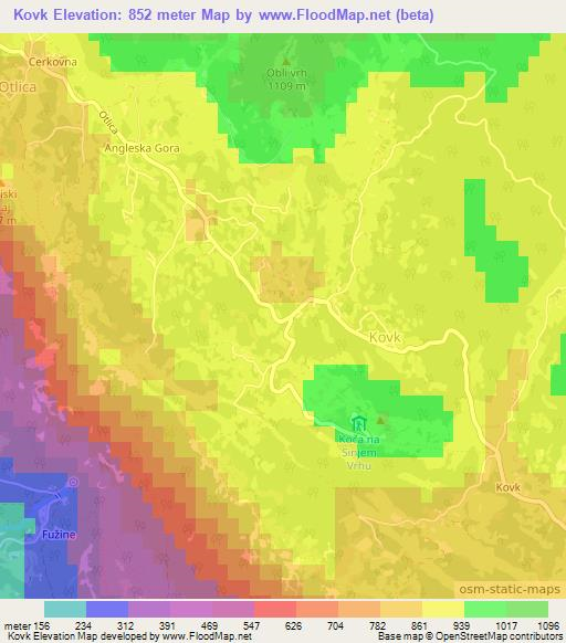 Kovk,Slovenia Elevation Map