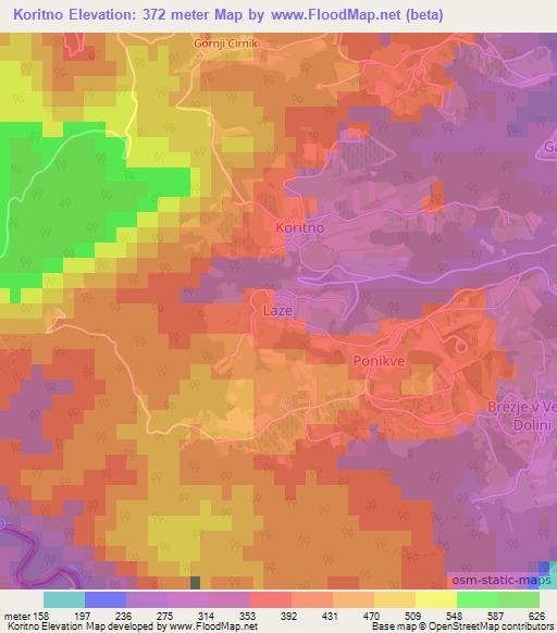 Koritno,Slovenia Elevation Map