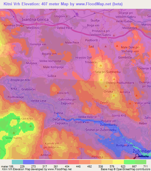 Kitni Vrh,Slovenia Elevation Map