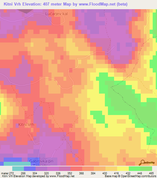 Kitni Vrh,Slovenia Elevation Map