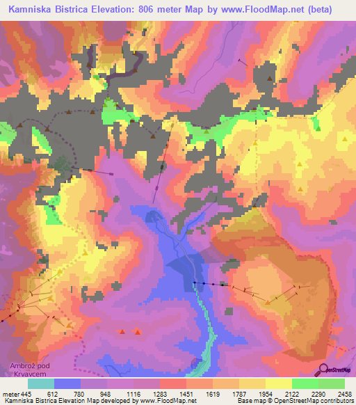 Kamniska Bistrica,Slovenia Elevation Map