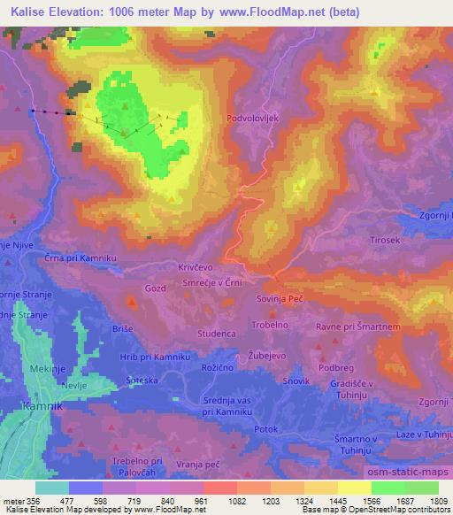 Kalise,Slovenia Elevation Map