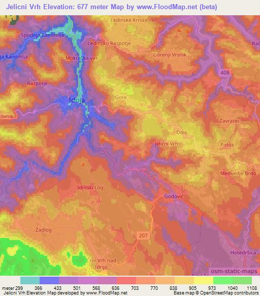 Jelicni Vrh,Slovenia Elevation Map