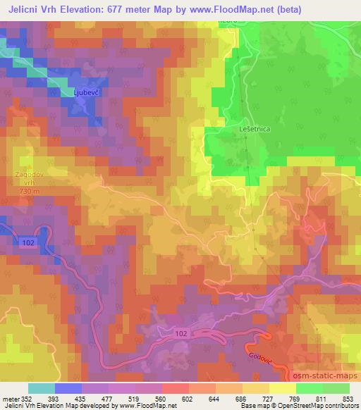 Jelicni Vrh,Slovenia Elevation Map