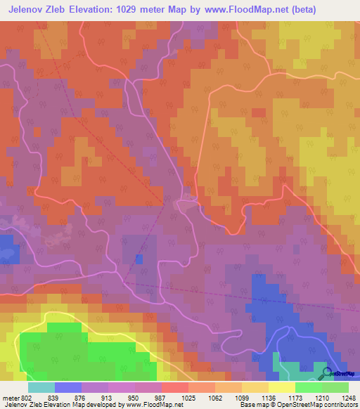 Jelenov Zleb,Slovenia Elevation Map