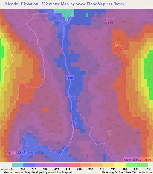 Jelendol,Slovenia Elevation Map