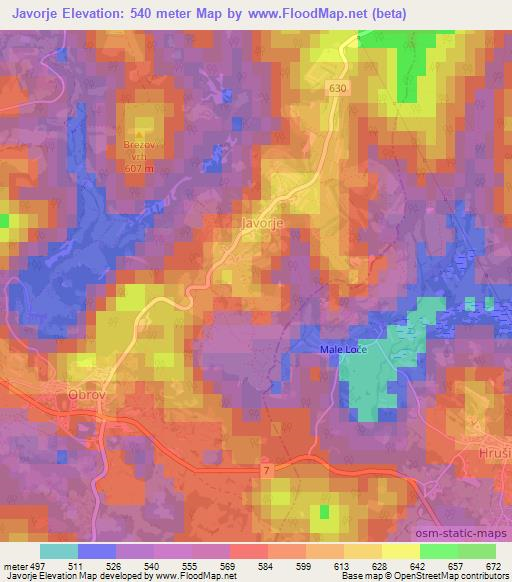 Javorje,Slovenia Elevation Map