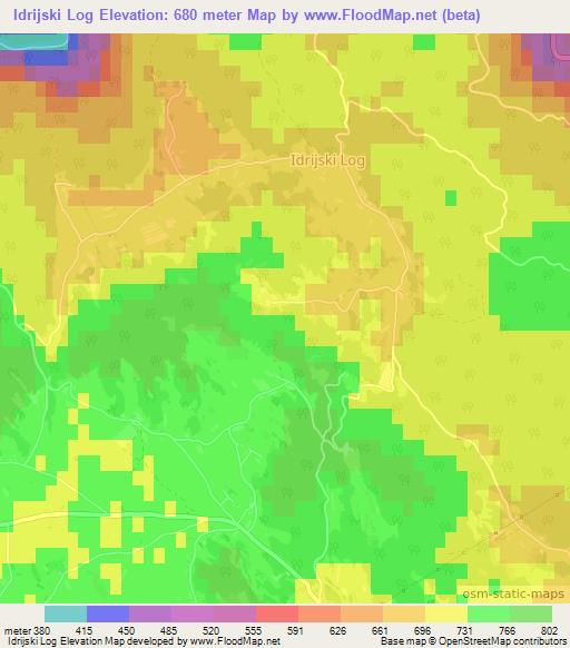 Idrijski Log,Slovenia Elevation Map