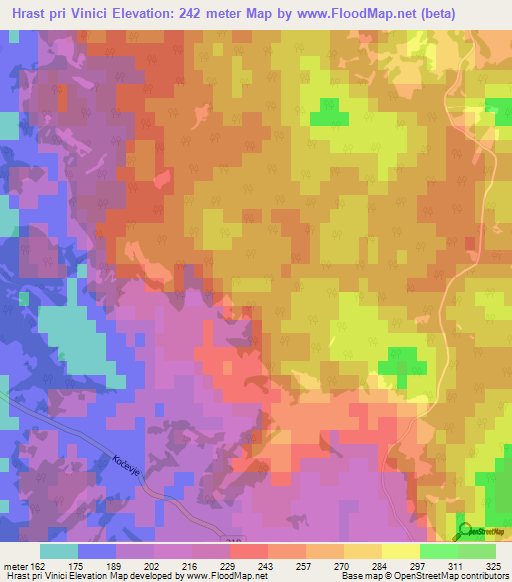 Hrast pri Vinici,Slovenia Elevation Map