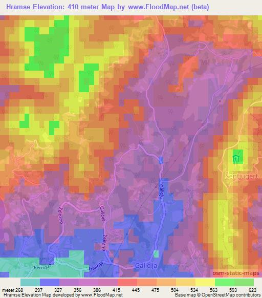 Hramse,Slovenia Elevation Map