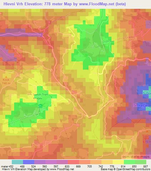 Hlevni Vrh,Slovenia Elevation Map