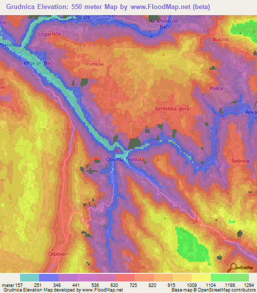 Grudnica,Slovenia Elevation Map