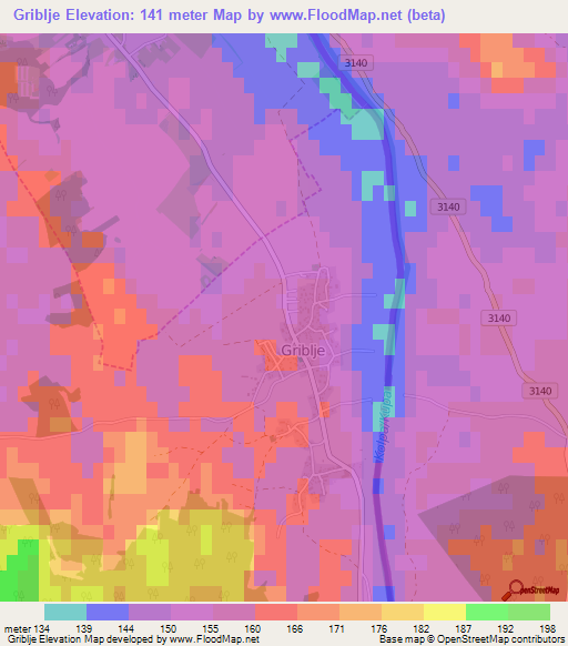 Griblje,Slovenia Elevation Map