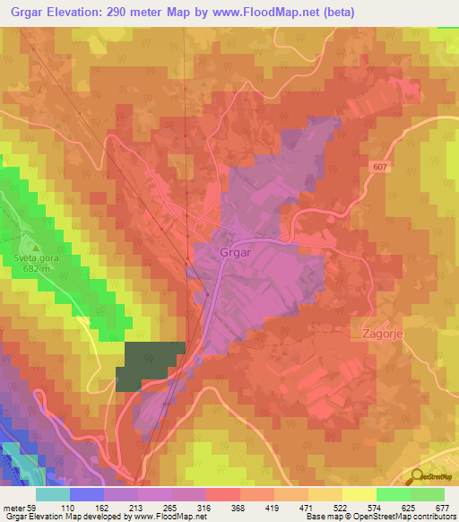 Grgar,Slovenia Elevation Map