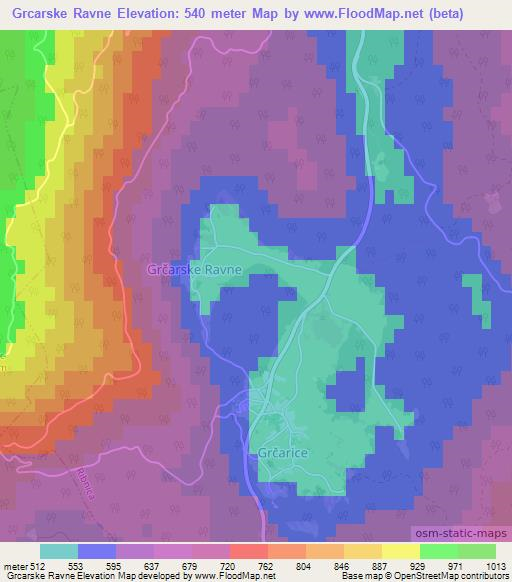 Grcarske Ravne,Slovenia Elevation Map