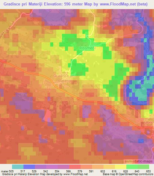 Gradisce pri Materiji,Slovenia Elevation Map