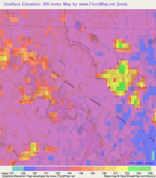 Gradisce,Slovenia Elevation Map
