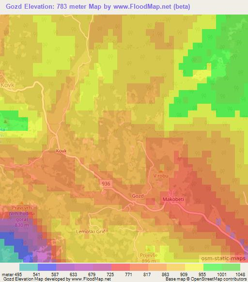 Gozd,Slovenia Elevation Map