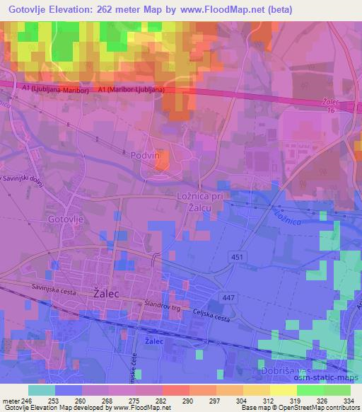 Gotovlje,Slovenia Elevation Map