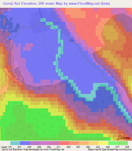 Gornji Kot,Slovenia Elevation Map