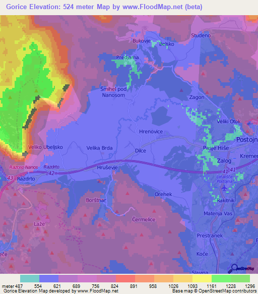 Gorice,Slovenia Elevation Map