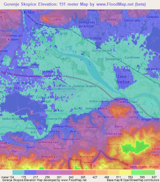 Gorenje Skopice,Slovenia Elevation Map