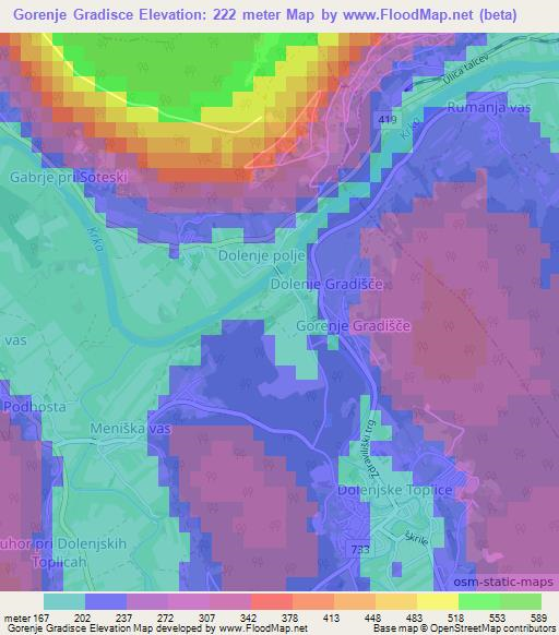 Gorenje Gradisce,Slovenia Elevation Map