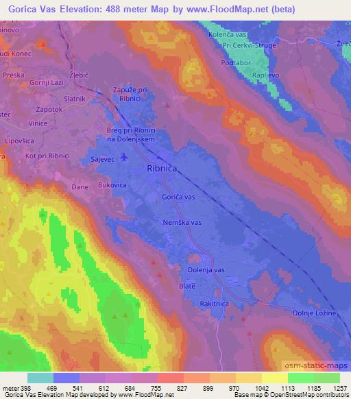 Gorica Vas,Slovenia Elevation Map