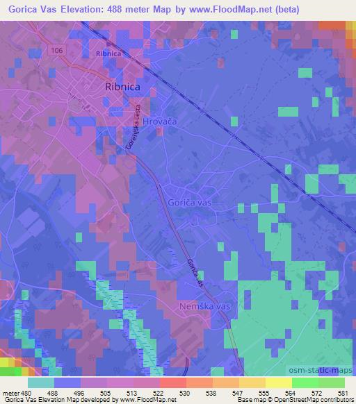 Gorica Vas,Slovenia Elevation Map