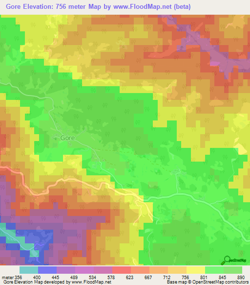 Gore,Slovenia Elevation Map