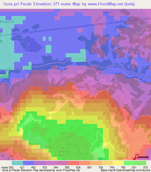 Gora pri Pecah,Slovenia Elevation Map