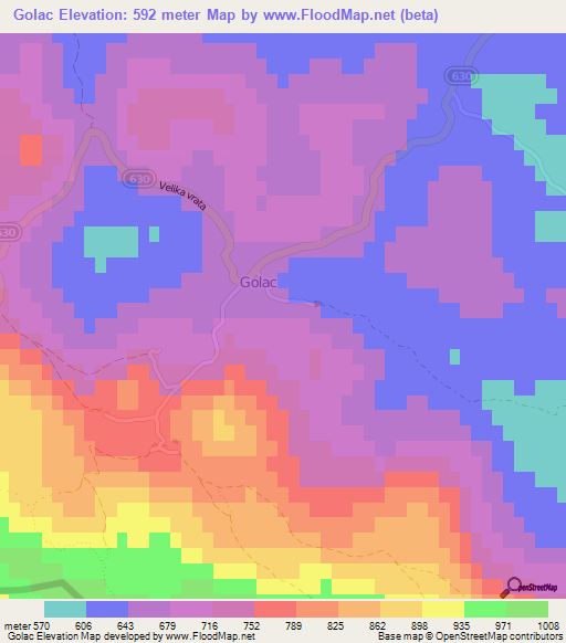 Golac,Slovenia Elevation Map