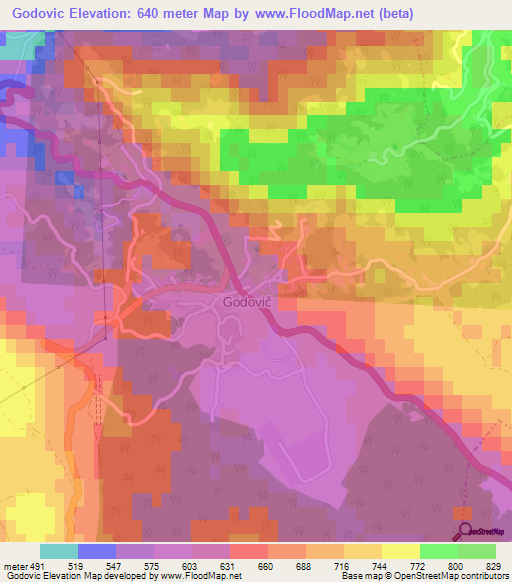 Godovic,Slovenia Elevation Map