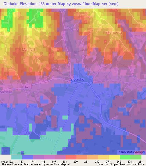 Globoko,Slovenia Elevation Map