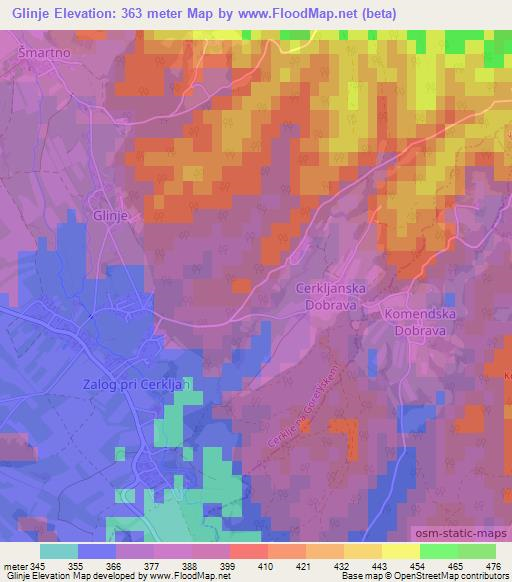 Glinje,Slovenia Elevation Map