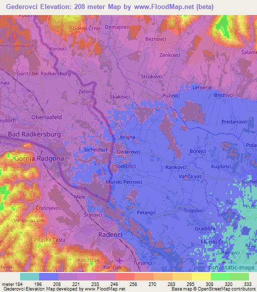 Gederovci,Slovenia Elevation Map