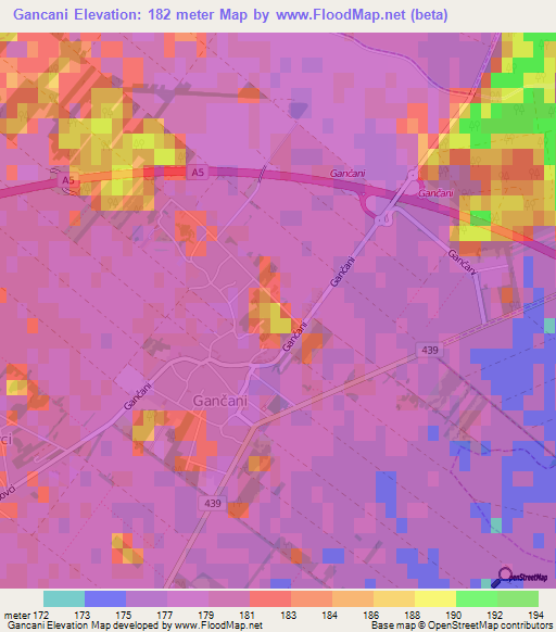 Gancani,Slovenia Elevation Map