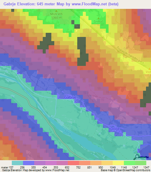 Gabrje,Slovenia Elevation Map