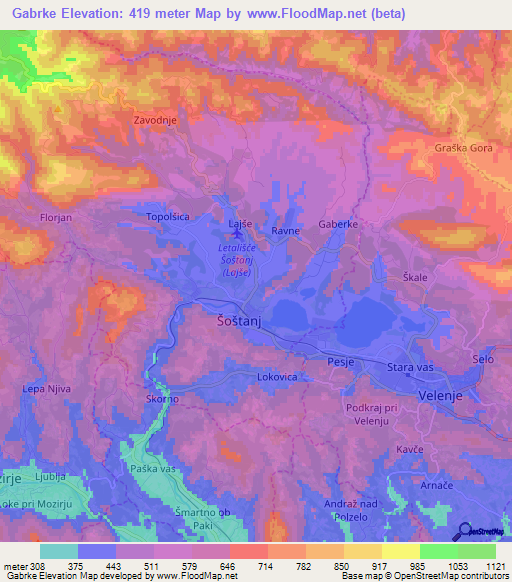 Gabrke,Slovenia Elevation Map