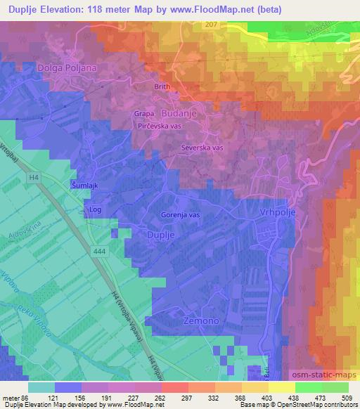 Duplje,Slovenia Elevation Map