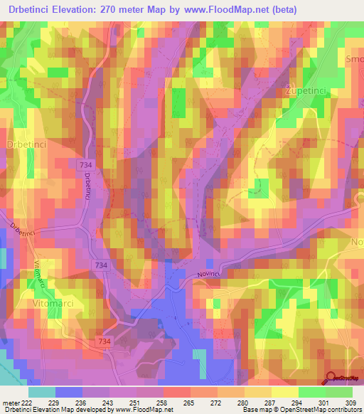 Drbetinci,Slovenia Elevation Map