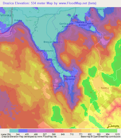 Drazica,Slovenia Elevation Map