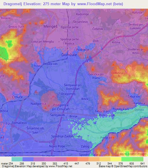 Dragomelj,Slovenia Elevation Map