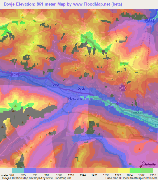 Dovje,Slovenia Elevation Map