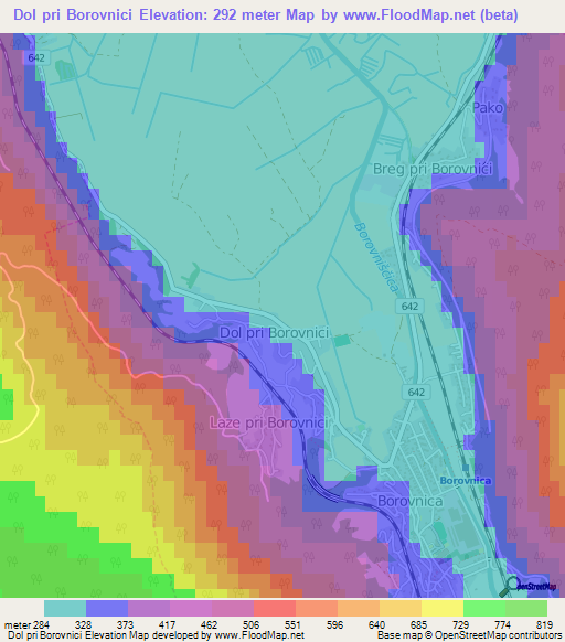 Dol pri Borovnici,Slovenia Elevation Map